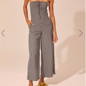 NWOT Solid & Striped Gingham Wide Leg Jumpsuit